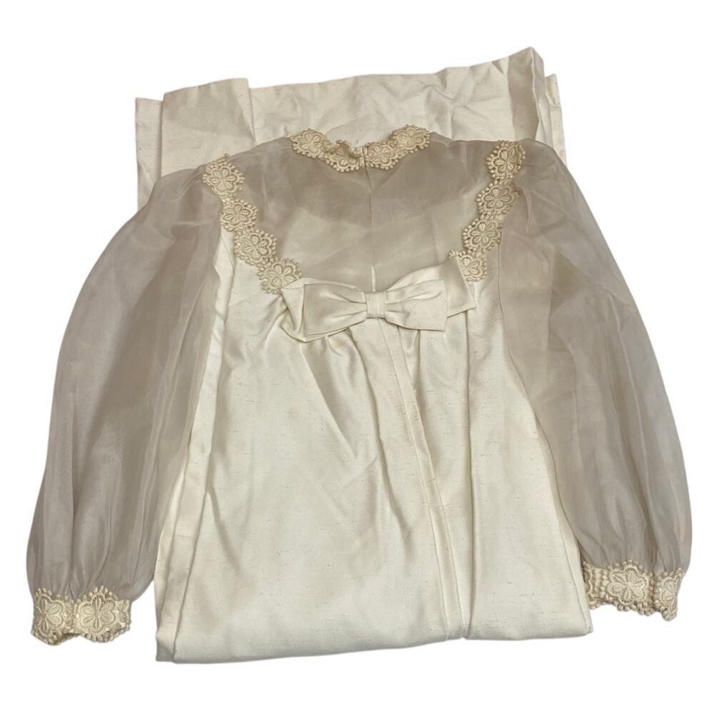 Lorrie Deb San Francisco Dress Ivory Long Wedding Vintage Sheer Bow Keyhole Lace